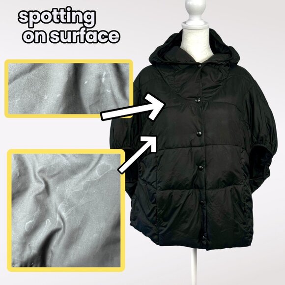 Aerie Black Quilted Sleeveless Puffer Cape Hooded Vest XS/S - Picture 8 of 8